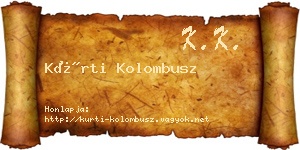 Kürti Kolombusz névjegykártya